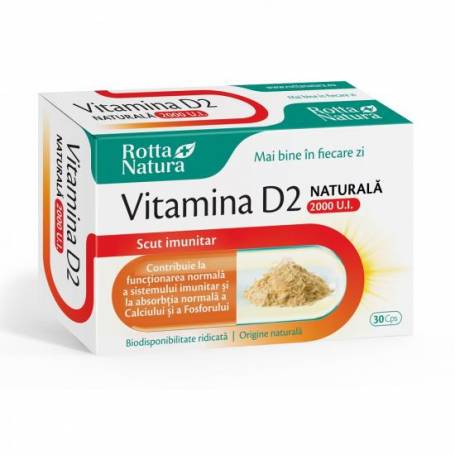 Vitamina D2 naturala, 2000UI, 30cps - Rotta Natura