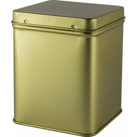 Cutie din metal cu capac, patrata, 100 g, pentru ceai Gold Star