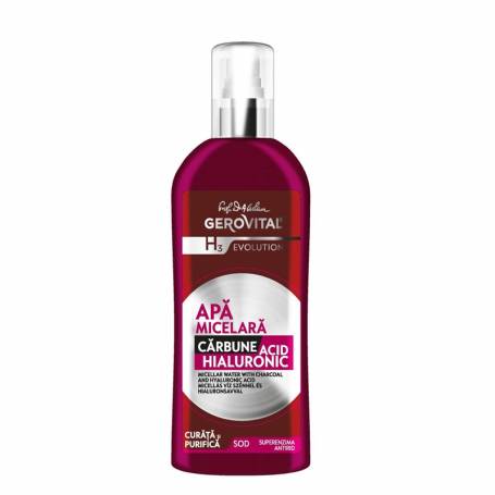 Apa micelara cu carbune si acid hialuronic, 150ml - Gerovital H3 Evolution