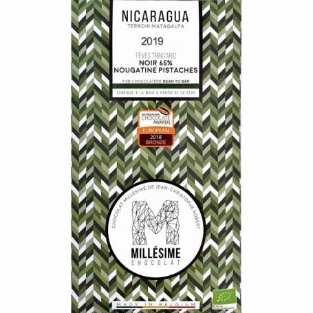Ciocolata belgiana cu umplutura de fistic, artizanala, Nicaragua, eco-bio, 70g - Millesime