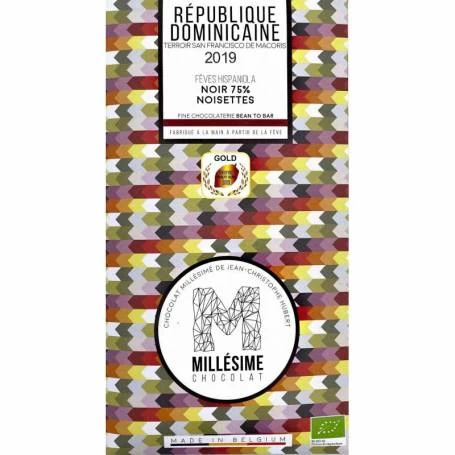 Ciocolata belgiana artizanala cu alune de padure, Republique Dominicaine, eco-bio, 70g - Millesime