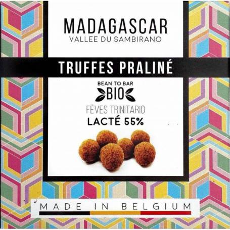 Trufe de ciocolata belgiana cu praline artizanale, Madagascar, eco-bio, 75g - Millesime