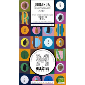 Ciocolata belgiana artizanala cu rom, Ouganda, eco-bio, 70g - Millesime