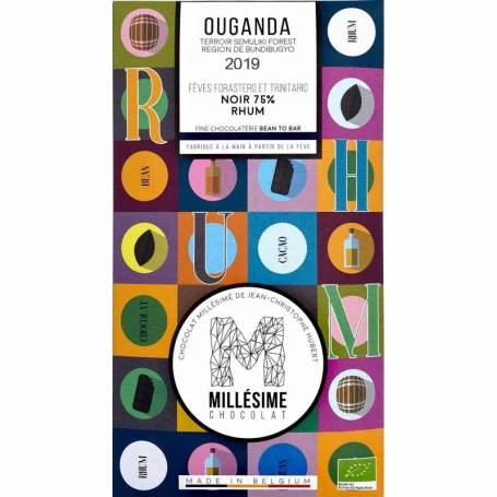 Ciocolata belgiana artizanala cu rom, Ouganda, eco-bio, 70g - Millesime