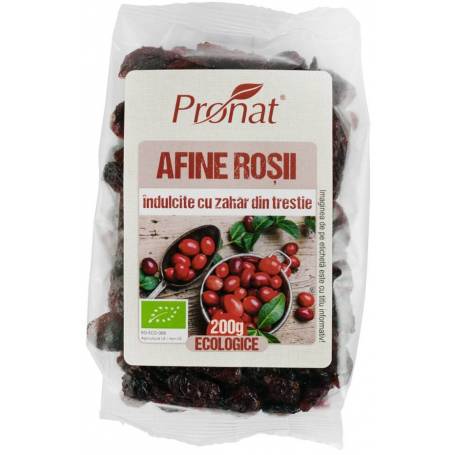 Afine Rosii Indulcite Cu Zahar Din Trestie Eco-Bio 200g - Pronat