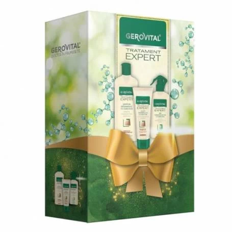Sec cadou sampon regenerant 250ml, masca regeneranta, 150ml si ser termoprotector 150ml - Gerovital Tratament Expert