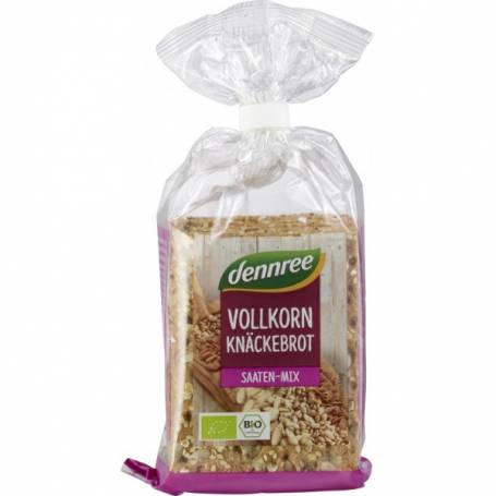 Crackers integrali cu mix de seminte, 200g - Dennree