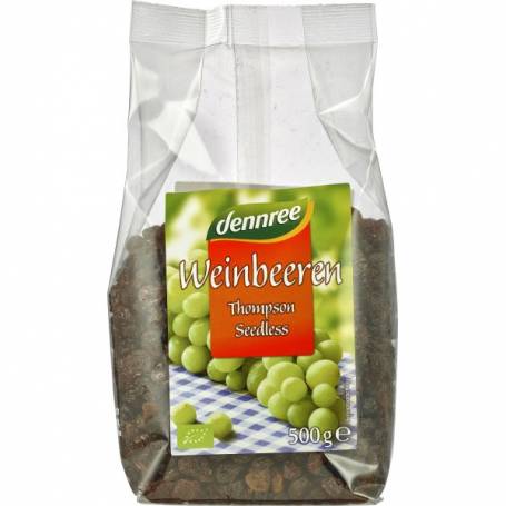 Stafide din struguri Thompson fara samburi, eco-bio, 500g - Dennree