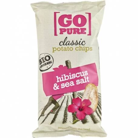 Chipsuri de cartofi cu hibiscus si sare de mare, eco-bio, 125g - Go Pure