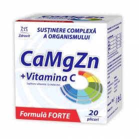 Calciu, magneziu, zinc si Vitamina C, 20plicuri - ZDROVIT