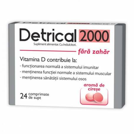 Detrical cu aroma cirese, D3 2000 UI,  24cpr - ZDROVIT