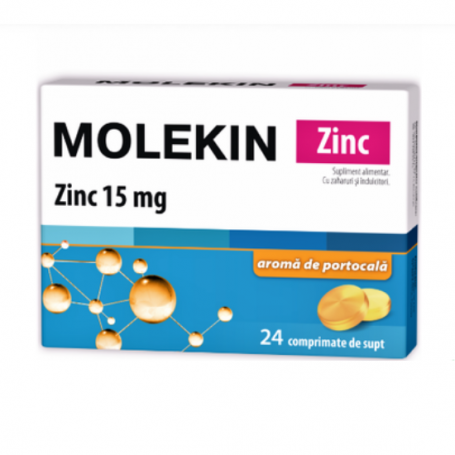Molekin Zinc cu aroma de portocala, 24cpr - ZDROVIT