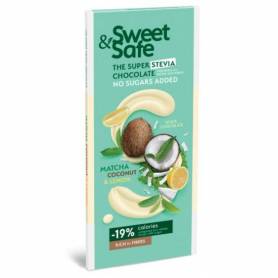 Ciocolata alba cu matcha ceai verde, cocos si lamaie, 90g - SLY NUTRITIA