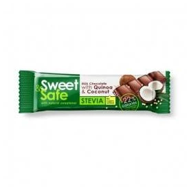 Ciocolata cu lapte, Quinoa si Cocos cu Indulcitor Stevie, 25g - SLY NUTRITIA