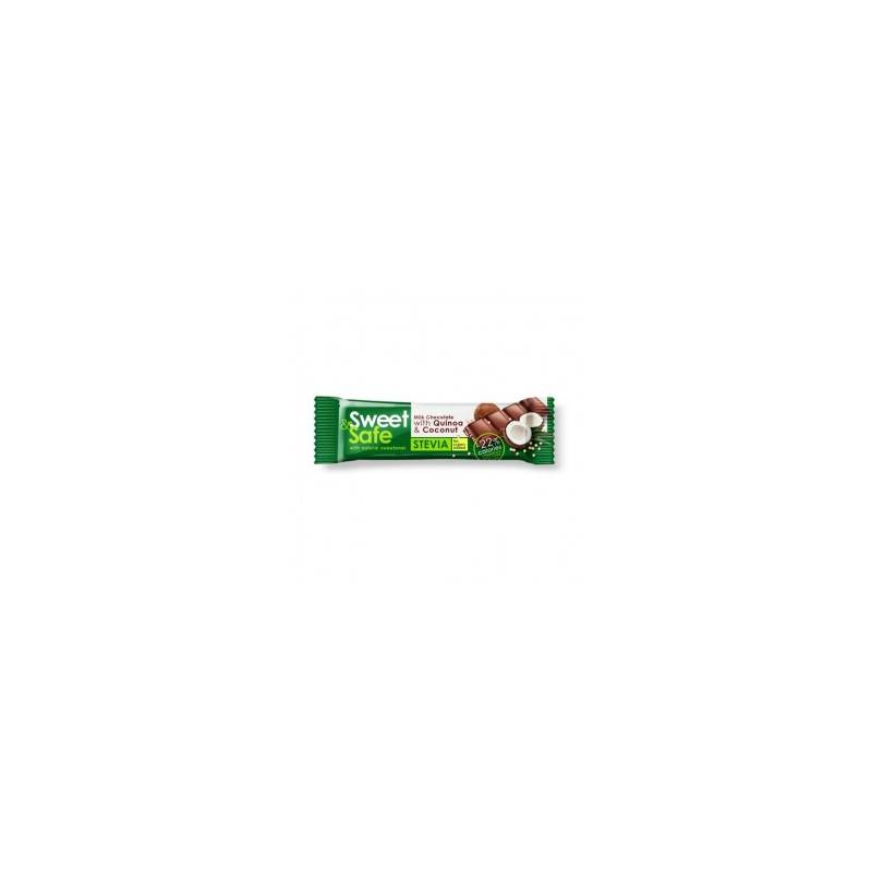 Ciocolata cu lapte, Quinoa si Cocos cu Indulcitor Stevie, 25g - SLY
