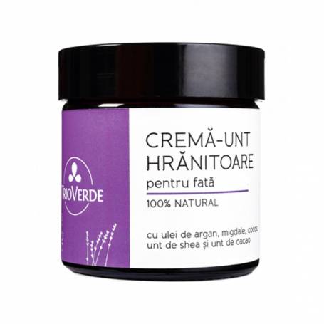 Crema-UNT Hranitoare pentru fataă 100% naturala cu Unt de Shea si Ulei de Migdale, 50ml - Trio Verde