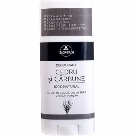 Deodorant cu cedru si carbune, 60g - Trio Verde