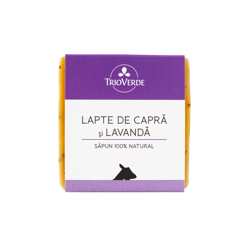 Sapun natural cu lapte de capra si lavanda, 110g - Trio Verde