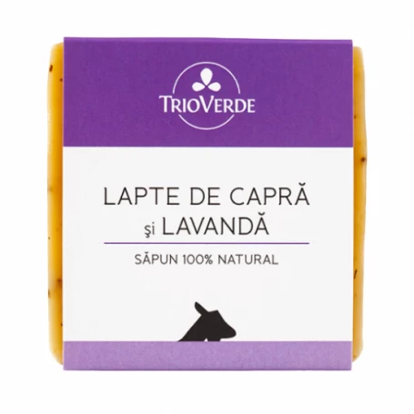Sapun natural cu lapte de capra si lavanda, 110g - Trio Verde