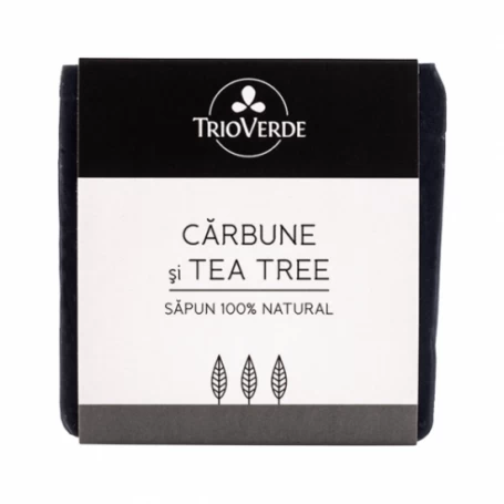 Sapun natural cu carbune si tea tree, 110g - Trio Verde