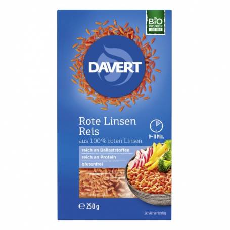 Linte rosie in forma de orez, 250g - Davert