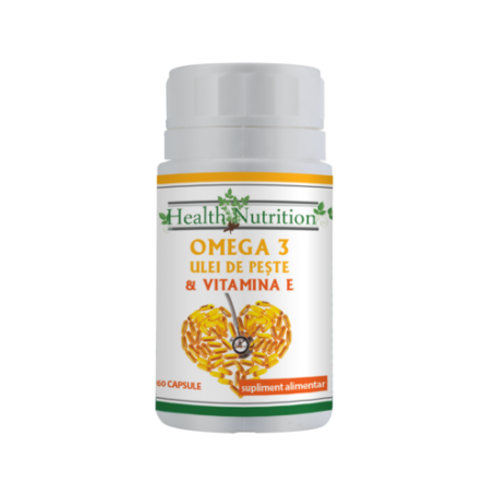 Omega 3 ulei de peste 500mg si Vitamina E5mg, 60cps - Health Nutrition