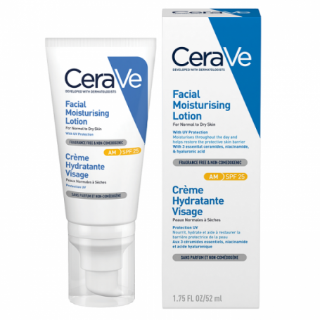 Crema hidratanta de fata pentru ten normal si uscat SPF25, 52ml - CeraVe