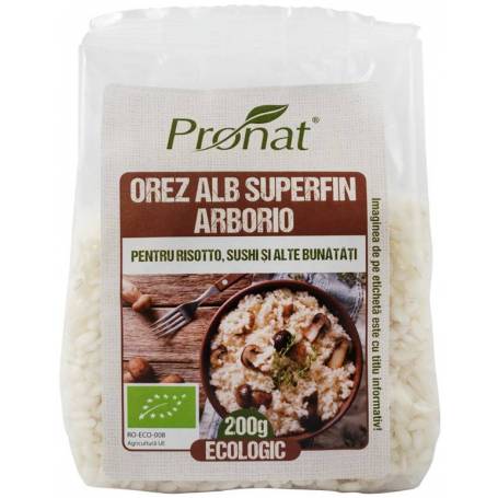 Orez Alb Superfin Arborio Pentru Risotto, Sushi Si Alte Bunatati Eco-Bio 200g - Pronat