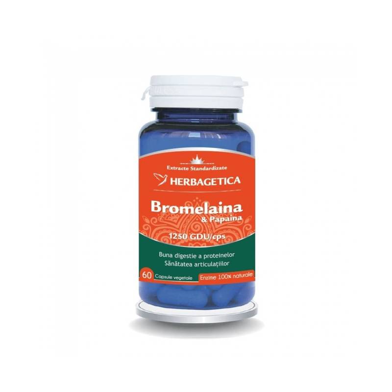 Bromelaina Si Papaina, 60cps - HERBAGETICA