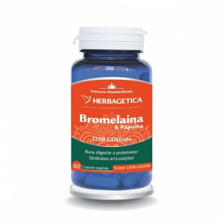 BROMELAINA SI PAPAINA, 60CPS - HERBAGETICA