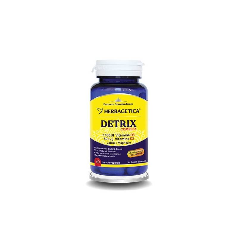 Complex natural vitamina D3 + K2 + Calciu + Magneziu, 30 capsule