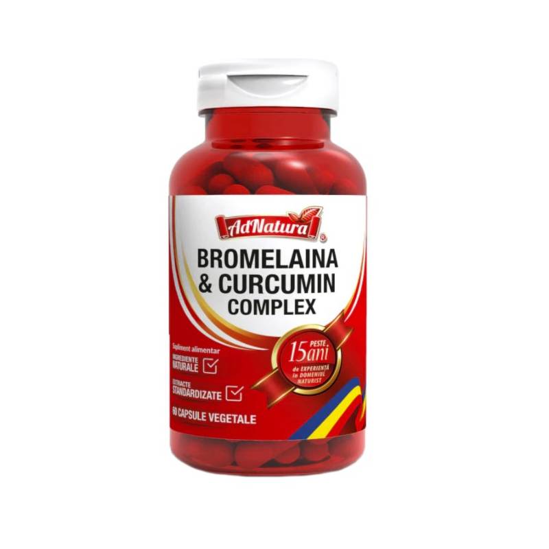 Bromelaina si curcumin complex,60cps - Adnatura
