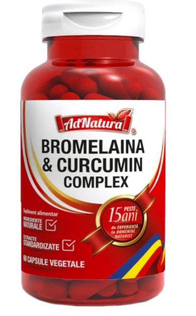 Bromelaina si curcumin complex,60cps - adnatura