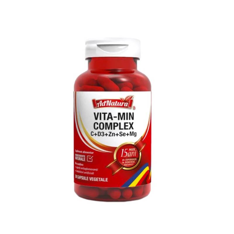 Vita-min complex vitamine c, d3, zinc, seleniu si magneziu, 30cps -