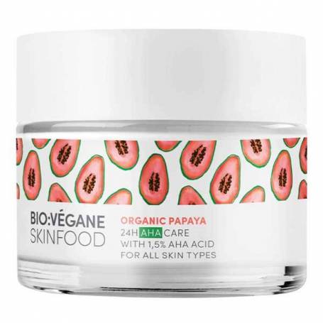 Crema de fata cu papaya si 1.5% acizi aha 24h care, 50ml - Bio:Vegane Skinfood