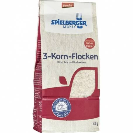 Fulgi din 3 cereale integrale, eco-bio, 500g - Spielberger
