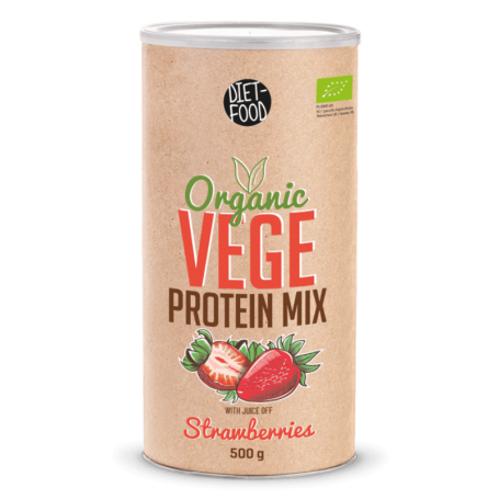 Mix proteine vegane cu capsuni, eco-bio, 500g - Diet-Food