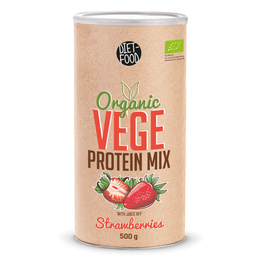 Mix proteine vegane cu capsuni, eco-bio, 500g - diet-food
