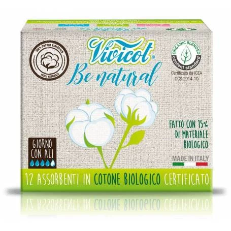Absorbante de zi ultra subtiri din bumbac bio, 4 picaturi, 12buc - Vivicot