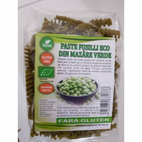 Paste fusili cu mazare verde, fara gluten, 250g - Deco