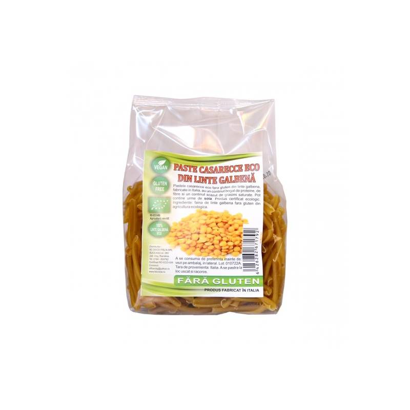 Paste casarecce cu linte galbena, fara gluten, 250g - Deco