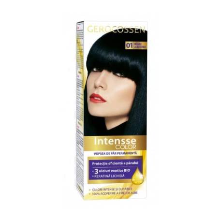 Vopsea de par permanenta Intensse, Color01 negru albastrui, 50ml - Gerocossen