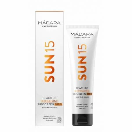 Crema de soare cu particule stralucitoare Spf15, Beach BB, 100ml - Madara