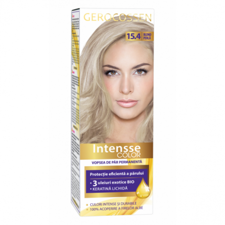 Vopsea de par permanenta, intensse color 15.4, Blond Perla, 50ml - Gerocossen