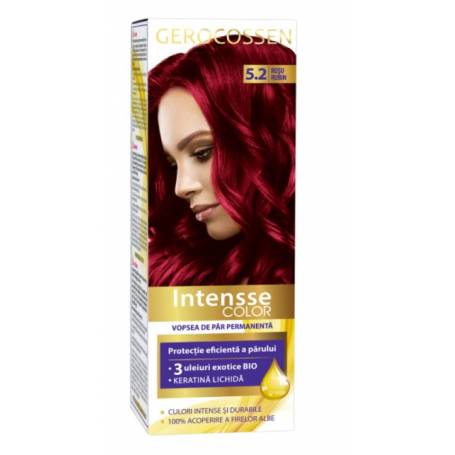 Vopsea de par permanenta, intensse color 5.2, Rosu Rubin, 50ml - Gerocossen