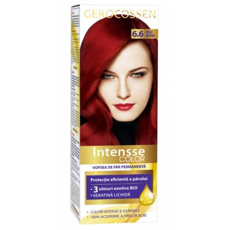 Vopsea de par permanenta, intensse color 6.6, Rosu Intens, 50ml - Gerocossen