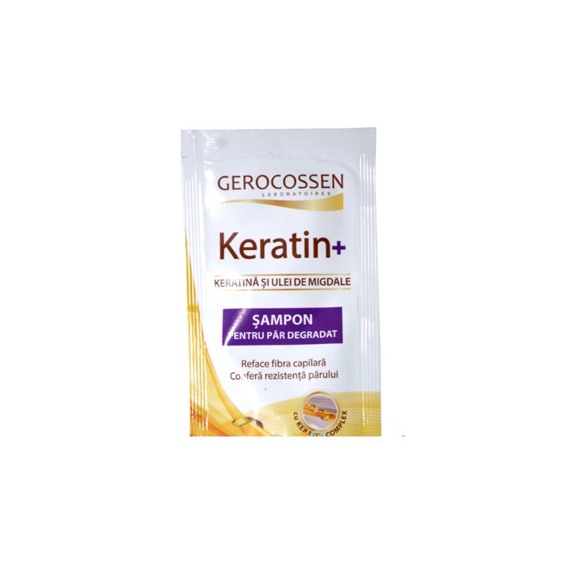 Sampon cu keratina si ulei de migdale pentru par degradat, Keratin+,