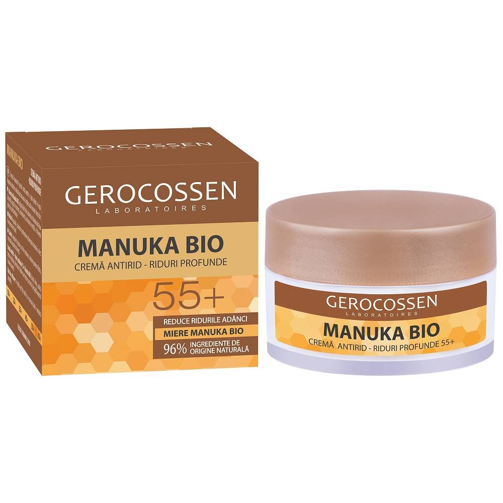Crema Pentru Riduri Profunde Cu Miere 55 De Ani +, Manuka Bio, 50ml - Gerocossen