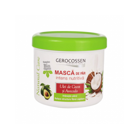 Masca de par intens nutritiva cu cocos bio si avocado, Natural Care, 450ml - Gerocossen