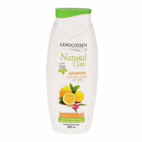 Sampon purificator pentru par gras cu lamaie si eucalipt, Natural Care, 500ml - Gerocossen